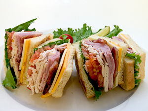 sandwiches lined up on a plate
