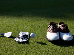 golf gear on the grass