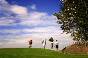 Golfer driving the ball